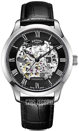 Rotary Greenwich Czarny/Skóra Ø42 mm GS02940/30