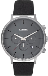 S.Oliver Other Szary/Skóra Ø44 mm SO-3868-LM