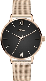 S.Oliver Other Czarny/Stal w kolorze różowego złota Ø36 mm SO-4138-MQ
