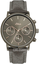 S.Oliver Classic Szary/Skóra Ø38 mm SO-4202-LM