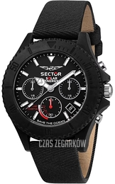 Sector Save the Ocean Czarny/Skóra Ø44 mm R3271739002