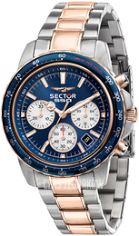 Sector 550 Niebieski/Stal w kolorze różowego złota Ø42 mm R3273993001