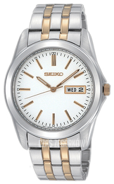 Seiko Dress Biały/Stal w odcieniu złota Ø38 mm SGGA45