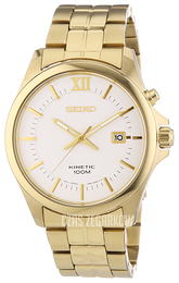 Seiko Kinetic Biały/Stal w odcieniu złota Ø42 mm SKA576P1