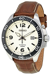 Seiko Kinetic Beżowy/Skóra Ø45 mm SKA749P1