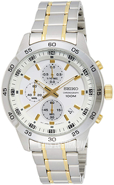 Seiko Biały/Stal w odcieniu złota Ø43 mm SKS643P1