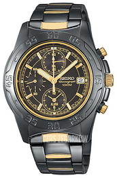 Seiko Czarny/Pozlacana SNA275