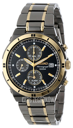 Seiko Chronograph Czarny/Stal w odcieniu złota Ø39 mm SNAA30