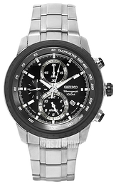 Seiko Chronograph Czarny/Stal Ø45 mm SNAB51