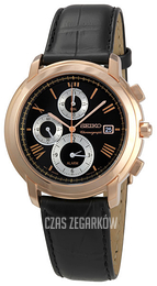 Seiko Chronograph Czarny/Skóra Ø43 mm SNAB80P1