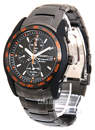 Seiko Chronograph Czarny/Stal Ø45 mm SNAB97P1