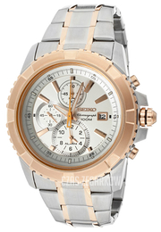 Seiko Chronograph Biały/Stal w kolorze różowego złota Ø46 mm SNAE08