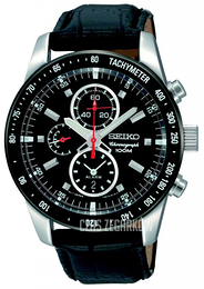Seiko Chronograph Czarny/Skóra Ø42 mm SNAE35P1