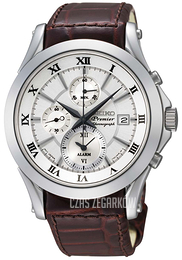Seiko Premier Srebrny/Skóra Ø41 mm SNAF21P1