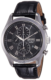Seiko Chronograph Czarny/Skóra Ø44 mm SNAF71P1
