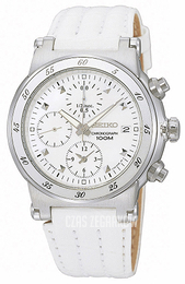 Seiko Chronograph Ladies Biały/Skóra Ø37 mm SND875P1