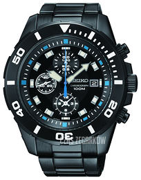 Seiko Chronograph Czarny/Stal Ø45 mm SNDE01P1