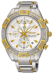 Seiko Velatura Biały/Stal w odcieniu złota Ø38 mm SNDV64P1