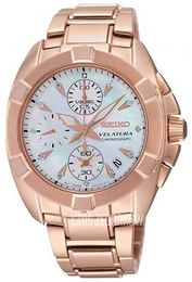 Seiko Biały/Stal w kolorze różowego złota Ø37 mm SNDX92P1