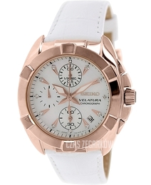 Seiko Chronograph Biały/Skóra Ø36 mm SNDX92P2