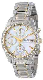 Seiko Chronograph Biały/Stal w odcieniu złota Ø35 mm SNDY20