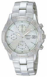 Seiko Chronograph Biały/Stal Ø36 mm SNDZ69P1