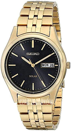 Seiko Czarny/Stal w odcieniu złota Ø37 mm SNE044P9