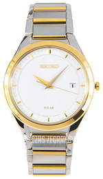 Seiko Dress Biały/Stal w odcieniu złota Ø39 mm SNE246