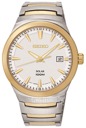 Seiko Dress Biały/Stal w odcieniu złota Ø39 mm SNE292P1