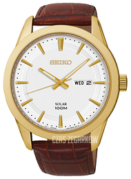 Seiko Solar Biały/Skóra Ø43 mm SNE366P2