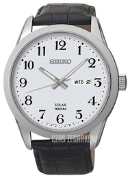 Seiko Solar Biały/Skóra Ø44 mm SNE371P1