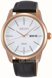 Seiko Solar Biały/Skóra Ø40 mm SNE530P1