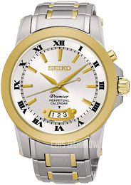 Seiko Premier Biały/Stal w odcieniu złota Ø41.5 mm SNQ148P1