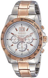 Seiko Biały/Stal w kolorze różowego złota Ø44 mm SPC234P1