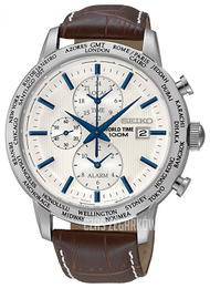 Seiko Chronograph Biały/Skóra Ø43 mm SPL051