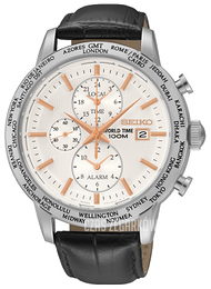 Seiko Chronograph Biały/Skóra Ø43 mm SPL053P1