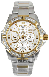 Seiko Chronograph Biały/Stal w odcieniu złota Ø38 mm SRLZ98P1