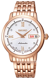Seiko Presage Biały/Stal w kolorze różowego złota Ø35 mm SRP398J1