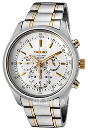 Seiko Chronograph Biały/Stal w odcieniu złota Ø46 mm SRW005