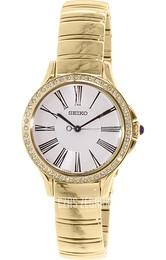 Seiko Dress Ladies Biały/Stal w odcieniu złota Ø30 mm SRZ442