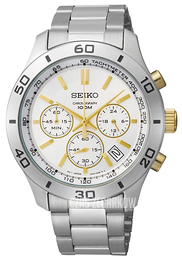 Seiko Chronograph Biały/Stal Ø42 mm SSB075
