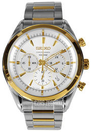 Seiko Chronograph Biały/Stal w odcieniu złota Ø45 mm SSB090