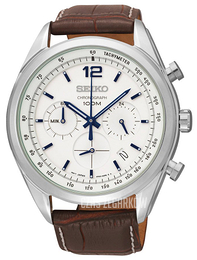 Seiko Chronograph Biały/Skóra Ø42 mm SSB095