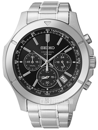 Seiko Chronograph Czarny/Stal Ø42 mm SSB105