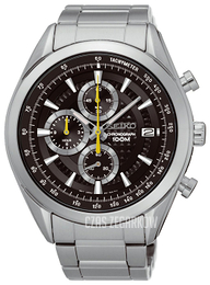 Seiko Chronograph Czarny/Stal Ø45 mm SSB175P1