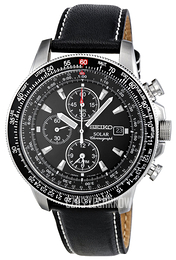 Seiko Chronograph Czarny/Skóra Ø43 mm SSC009P3