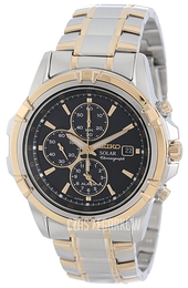 Seiko Chronograph Czarny/Stal w odcieniu złota Ø44 mm SSC142