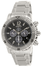 Seiko Chronograph Czarny/Stal Ø45 mm SSC223