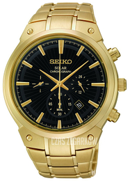 Seiko Chronograph Czarny/Stal w odcieniu złota Ø43 mm SSC320