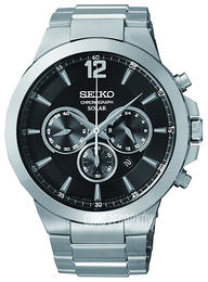 Seiko Chronograph Czarny/Stal Ø45 mm SSC321